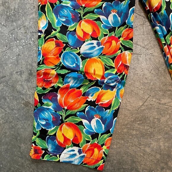 Vintage 80s 90s High Waisted Gap Floral Tropical Pants Womens Large - Picture 11 of 12